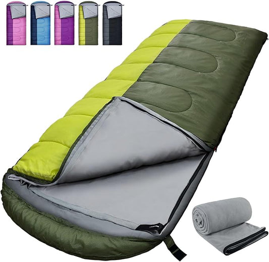 XL 10 Degree Sleeping Bags Waterproof for Adults 350GSM Machine Washable with Compression Sack for 3-4 Season Camping Outdoor