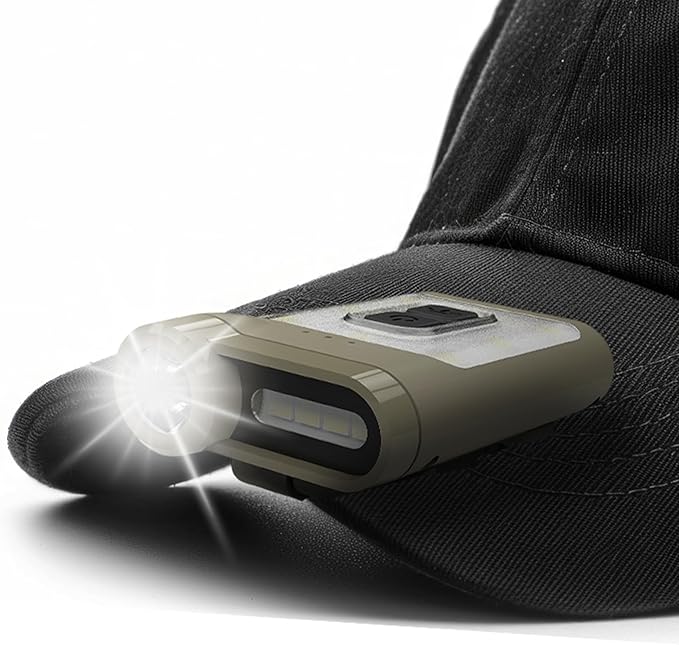 Claymore Capon 65A+ Tan Ultra-Light Clip-On Cap Light – USB-C Rechargeable 230LM LED Compact Headlamp | 3 Modes IP54 Water-Resistant Up to 19 Hrs Runtime for Camping, Running, Outdoor