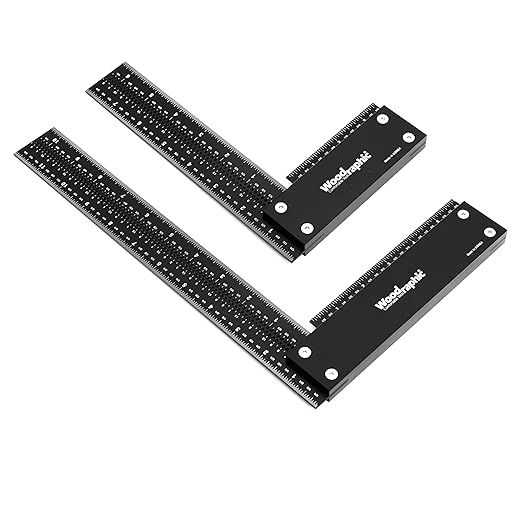 Precision Square Set – 8 Inch + 12 Inch Aluminum Layout & Marking Tools | 90° Right Angle Triangle Rulers for Woodworking | CNC Machined Framing & Measuring Squares