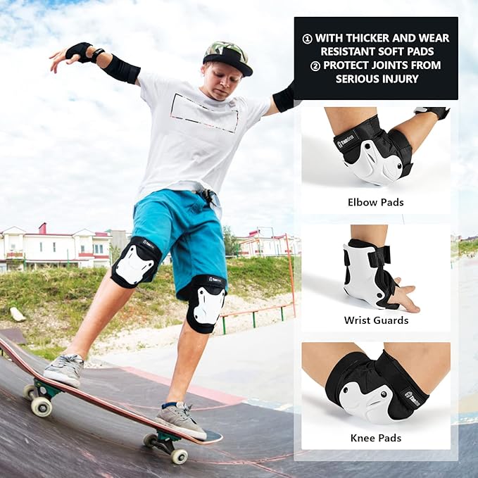 Skating Protective Gear Knee and Elbow Pads Wrist Guards for Roller Skating Skateboarding, Skate Pads Adult Knee Pads