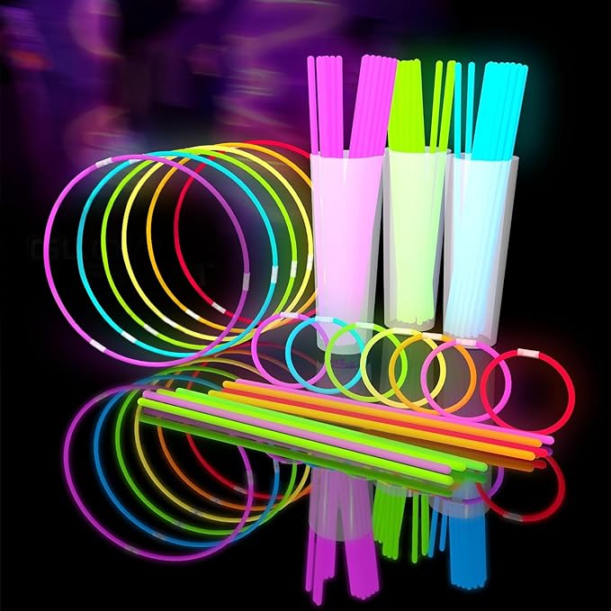 Glow Fever Glowsticks Bulk 1200pcs Party Pack includes 600 8" Glow Sticks and 600 connectors, Bracelets and Necklaces, DIY Costume , Light Sticks, for Concert, Wedding and Birthday, Multicolor