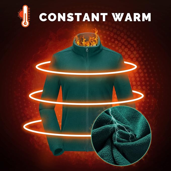 33,000ft Women's Zip Up Fleece Jacket, Long Sleeve Warm Soft Polar Lightweight Coat with Pockets for Winter