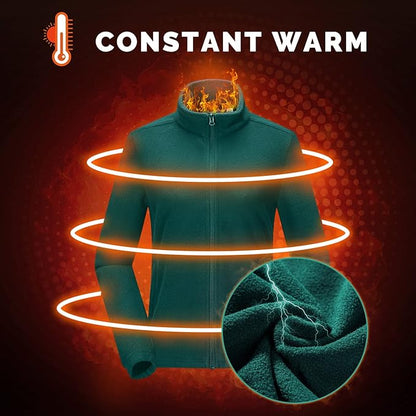 33,000ft Women's Zip Up Fleece Jacket, Long Sleeve Warm Soft Polar Lightweight Coat with Pockets for Winter