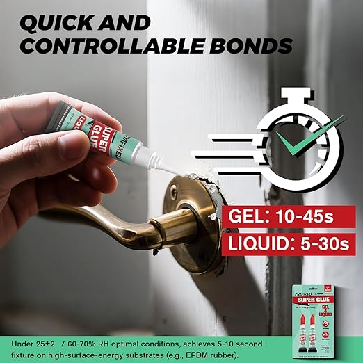 Super Glue Liquid&Gel, Instant Adhesive, Multipack Cyanoacrylate Strong Clear Glue for Shoe Sole Repair Ceramic Plastic Metal Wood Pottery Leather Aquarium Glass, Rubber, Strong Bonding