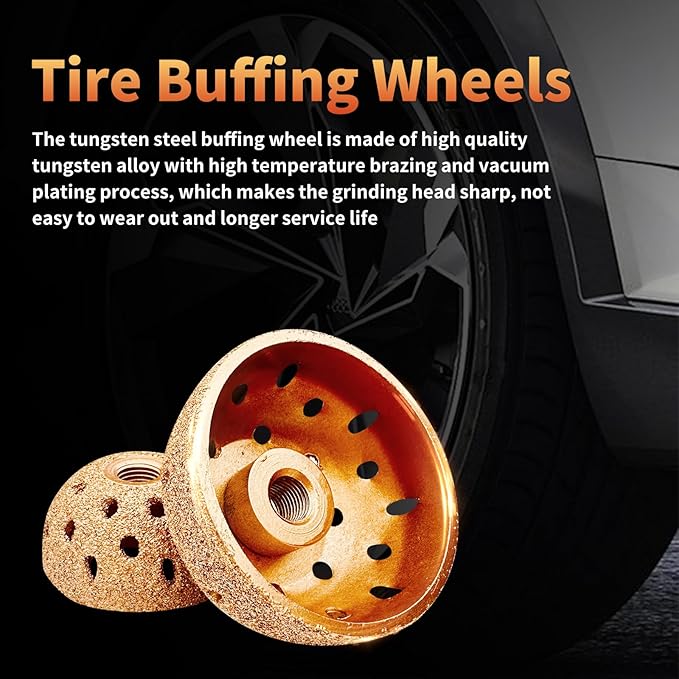 54Pcs Tire Patch Kit Heavy Duty, Tire Repair Tools 42 mm 55 mm Tungsten Steel Buffing Wheel with 32/42/58mm Tire Patches, Inner Liner Scraper, Tire Patch Roller for Car Grinding Polishing Accessories