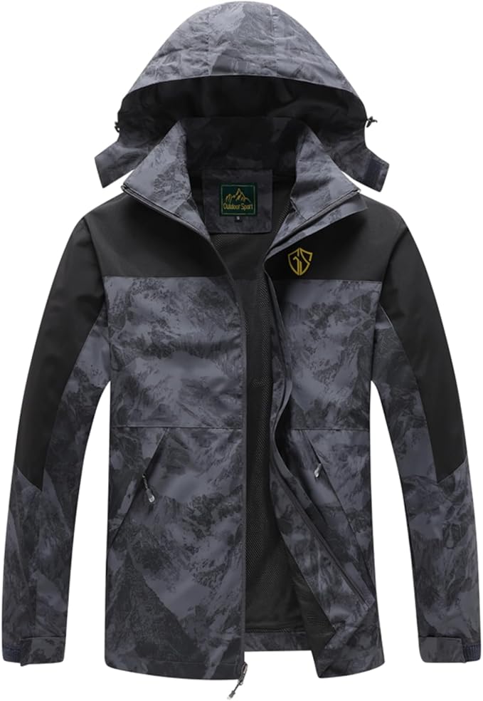 GIISAM Rain Jacket for Men, Mens Waterproof Raincoat Lightweight Rain Jackets Outdoor Rain Coat Windbreaker with Hood