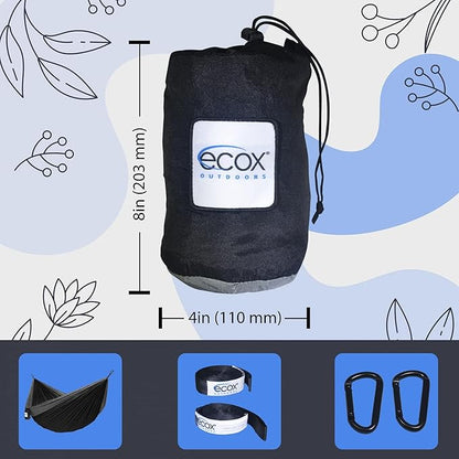 Outdoors Parachute Hammock Single with 2 Tree Straps, Portable Lightweight Nylon Comfortable for Backpacking, Camping, Travel, Beach, Backyard, Patio, Hiking