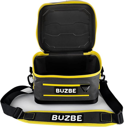 BUZBE Empty Swarm 15 Modular Tackle Bag, Premium Waterproof Tackle Bag, Customizable Fishing Tackle Bag, Compact Dry Bag, Saltwater Fishing Tackle Bag, Grey and Yellow