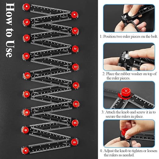 16 Sided Multi Angle Measuring Ruler, Heavy-Duty Angle Finder Tool with Opening Locator, Aluminum Alloy Multi Angle Measuring Tool for Tiling, Roofing, Woodworking, DIY