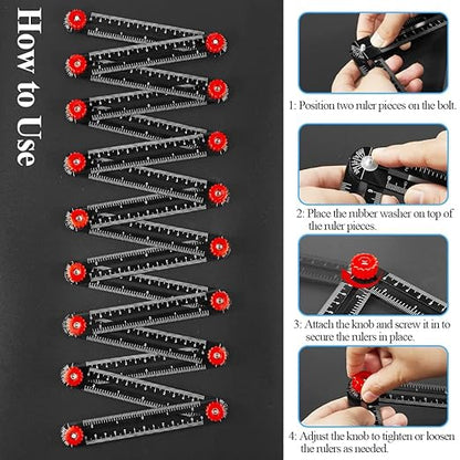 16 Sided Multi Angle Measuring Ruler, Heavy-Duty Angle Finder Tool with Opening Locator, Aluminum Alloy Multi Angle Measuring Tool for Tiling, Roofing, Woodworking, DIY