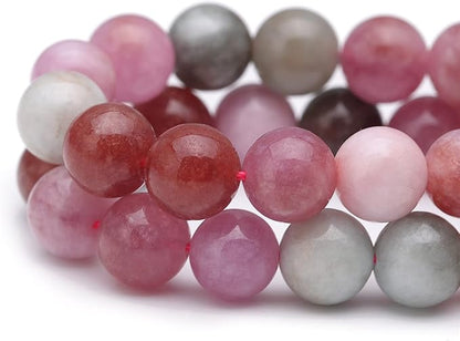 Youngbling Natural Gemstone Beads for Jewelry Making,8mm Rainbow Stone Jade Polished Round Smooth Stone Beads,Genuine Real Stone for Bracelet Necklace 15 Inch(Rainbow Stone,8mm)