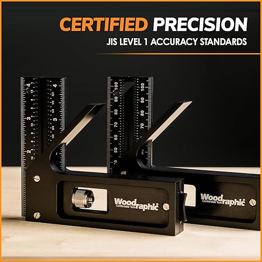 Upgraded Precision Square for Woodworking – 12 Inch Triangle Ruler with Side Scale | CNC-Machined Aluminum Layout Tool | 90 Degree Right Angle Framing & Marking Square