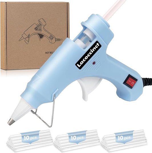 Mini Hot Glue Gun Kit with 30 Glue Sticks, Fast Preheating Hot Melt for School Crafts DIY Arts and Quick Home Repairs, 20w Light Blue