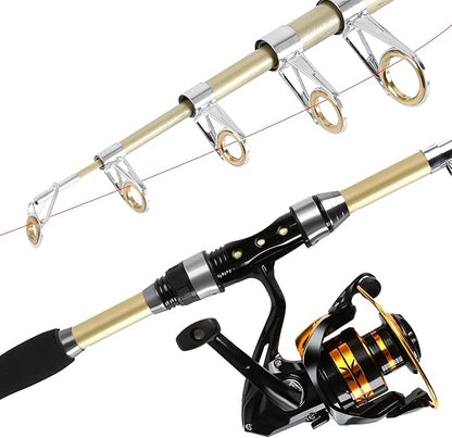 Telescopic Fishing Rod and Reel Combo – Collapsible 5.9ft Fishing Pole with Spinning Reel & Carry Bag, Travel Fishing Starter Kit for Beginners & Gifts