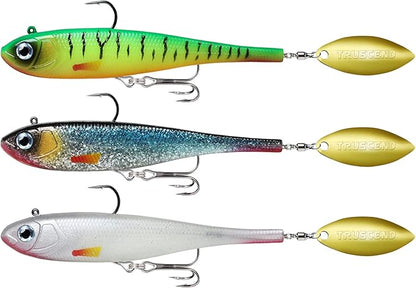 TRUSCEND Easy Catch Pre-Rigged Soft Lures, Unique Vibrating Swim Action and Trembly Sinking Move for More Bites, Amazing Soft Swimbait for Family Fishing, Fishing Lures for Bass Trout Crappie Walleye