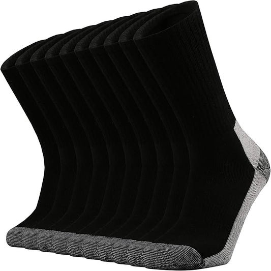 Ortis Men's Cotton Cushion Crew Socks Moisture Wicking Breathable Thick Warm Thermal for Athletic Heavy Duty Work Boot