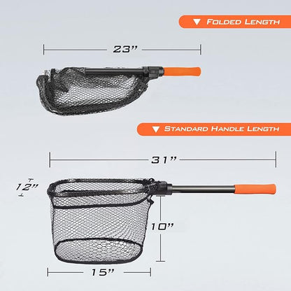 KastKing Brutus Fishing Net, Foldable Extendable Fish Landing Net, Lightweight & Portable Fishing Net with Soft EVA Foam Handle, Holds up to 44lbs/20KG, Fish-Friendly Mesh for a Safe Release