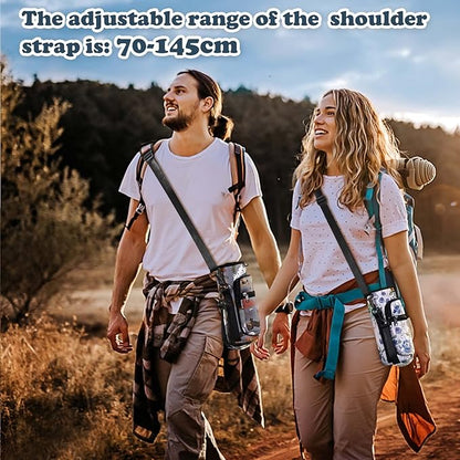 Nuovoware Water Bottle Carrier Bag,25oz/40oz/64oz Bottle Pouch Holder,Adjustable Shoulder Hand Strap 2 Pocket Sling Neoprene Sleeve Sports Accessories for Hiking Travelling Camping