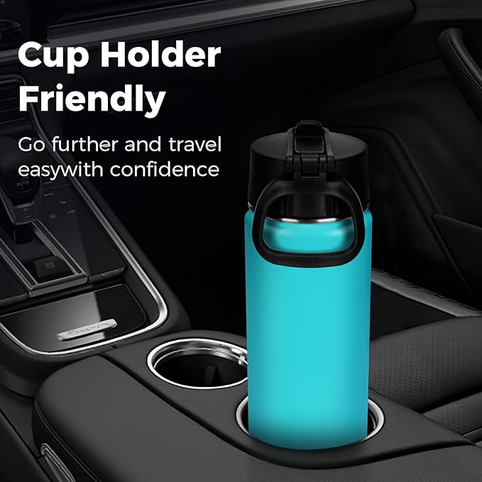 Neihepal 22 oz Insulated Water Bottles Bulk, Double Walled Vacuum Stainless Steel Water Bottle Multipack with Leak Proof Straw Lid for Men, Adults, Kids, Gym, Sports (Mint,4 Pack)