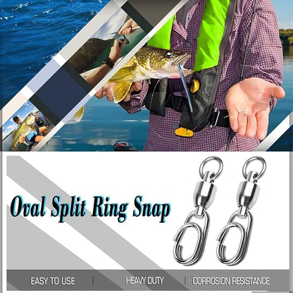 AMYSPORTS High Strength Snap Swivel Stainless Split Rings Fishing Swivel Freshwater Ball Bearing Swivels Fishing Saltwater, 25pcs, 30lbs