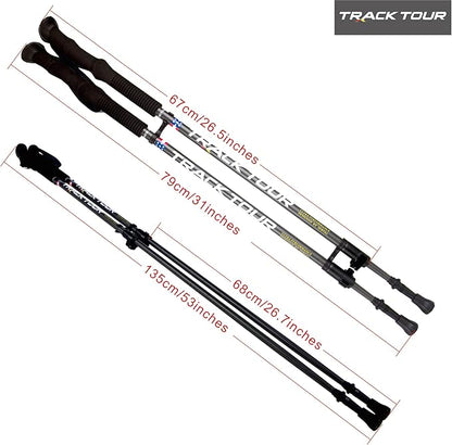 Carbon Fiber Trekking Poles Ultra Lightweight Hiking Poles Walking Sticks with Cork and EVA Foam Grips Quick Adjustable Flip Locks