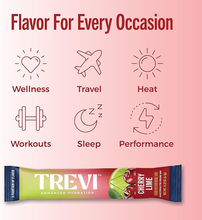 TREVI™ Sugar Free Electrolytes - Drink Mix Hydration Powder Packets - 8 Count - Cherry Lime