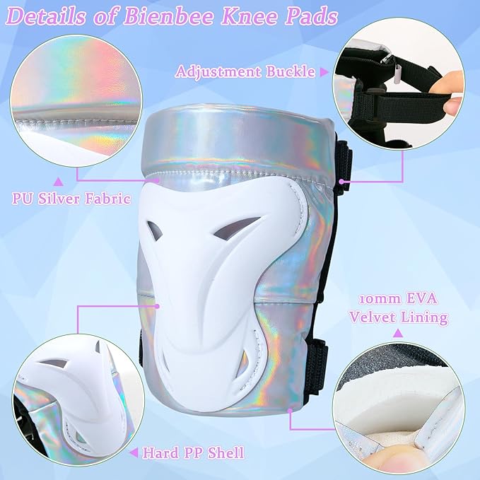Bienbee Knee Pads for Men, Knee Pads Wrist Guard Knee and Elbow Pads Adult Protective Gear Set for Skateboard, Roller Skating, for Women Men Youth Adult Kids