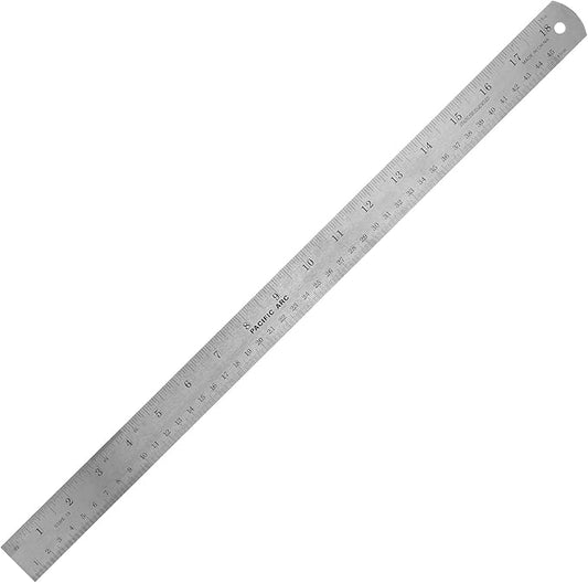 Pacific Arc 18 Inch Stainless Steel Ruler with Inch/Metric Conversion Table
