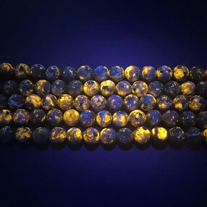 6MM 56PCS Flame Yooperlite Stone Beads Loose Beads for Jewelry Making DIY Bracelets Show Flame Color Under The Irradiation of UV Lamps