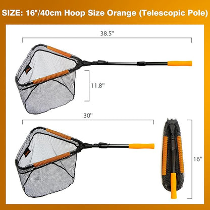 Floating Fishing Landing Net - Foldable for Freshwater or Saltwater - Folding and Fly Fishing
