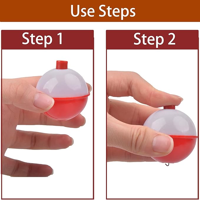 Fishing Folats Bulk Hard ABS Bobbers Snap-on Floats Push Button Round Buoy Float Bobbers for Crappie Panfish Walleyes Red and White 0.75"/1"/1.25"/1.5"/1.75"/2"/2.5"