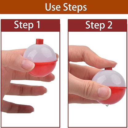 Fishing Folats Bulk Hard ABS Bobbers Snap-on Floats Push Button Round Buoy Float Bobbers for Crappie Panfish Walleyes Red and White 0.75"/1"/1.25"/1.5"/1.75"/2"/2.5"