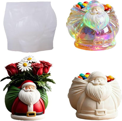 Christmas Santa Claus Silicone Molds - Reusable Epoxy Resin Molds for DIY Casting with Resin, Plaster, Concrete, Ideal for Making Small Item Storage, Candle Containers & Home Decor Crafts Molds