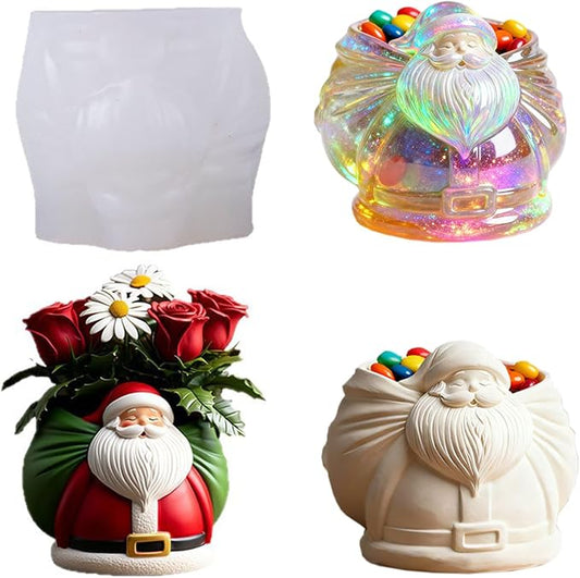 Christmas Santa Claus Silicone Molds - Reusable Epoxy Resin Molds for DIY Casting with Resin, Plaster, Concrete, Ideal for Making Small Item Storage, Candle Containers & Home Decor Crafts Molds