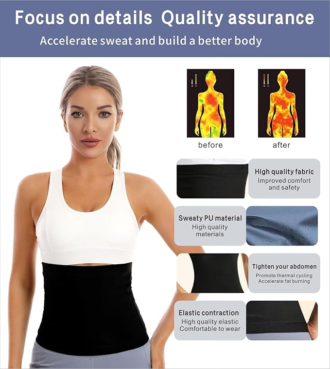 Sauna Suit Waist Trainer for Women,Sweat Waist Trimmer Belt Heat Trapping Weight Loss Shapewear for Women Belly Fat