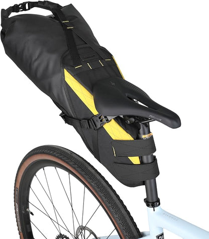 Rhinowalk 14L Waterproof Hardshell Bike Saddle Bag – Two-Piece Rear Seat Bag, Tear-Resistant, No-Screw Installation, Fits Most Bikes-(Yellow+black)