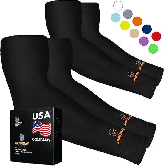 ARMORAY Arm Sleeves for Men or Women - Tattoo Cover Up - Cooling Sports Sleeve for Basketball Golf Football