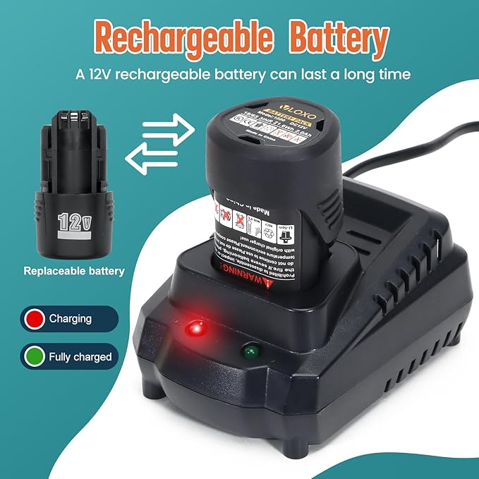 VLOXO Electric Rotary Fabric Cutter Cordless Electric Scissors, Multi-layer Fabric Cutter with Safety Lock and Replacement Blade Power Rotary Scissors for Cutting Leather, Carpet, Thick Fabric