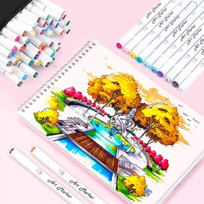 Lelix 61 Colors Alcohol Art Markers, 60 Colors Plus 1 Blender Dual Tip Permanent Marker Pens Highlighters Perfect for Kids Adults Artist Drawing Sketching Card Making & Coloring Books
