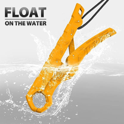 SNAIL TRAIL 7.5''/9'' Floating Fish Gripper, Fishing Grabber, Catfish Mouth Pliers, Caught Bass Holder, Digital Scale Hook Clamp, Saltwater Lip Grip Tool with Lanyard, Gifts for Men