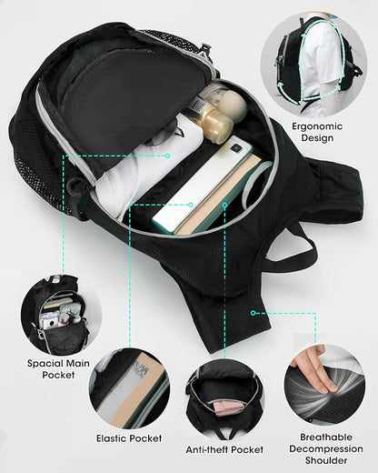Small Hiking Backpack with Front Phone Holder, Packable Back pack with Chest and Waist Strap, Lightweight Daypack for Women Men