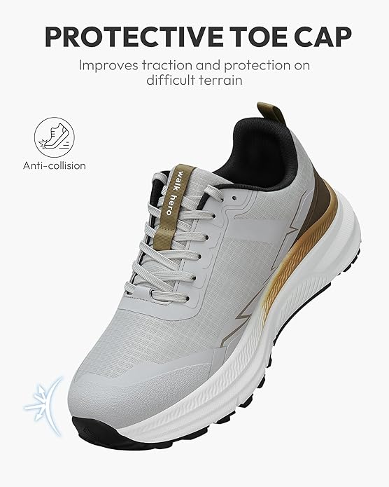 Mens Hiking Shoes for Plantar Fasciitis, Waterproof Walking Shoes for Men with Arch Support, Lightweight Mens Sneakers for Cushioned Comfort