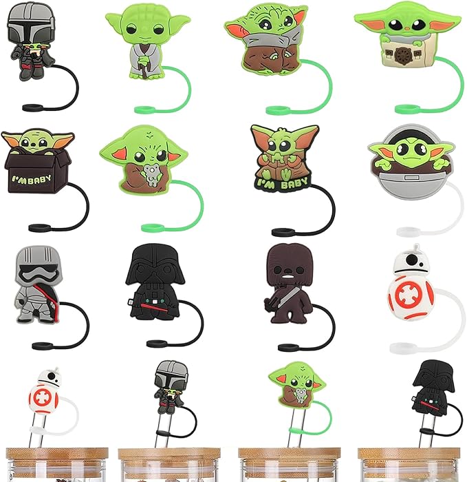 12 Pcs Space Wars Straw Covers Cap for 9-10mm Straws Fit Stanley Cup 40 oz 30 oz Tumbler with Handle, Reusable Drinking Straw Plugs, Stanley Accessories Straw Topper for Kids Party Favor