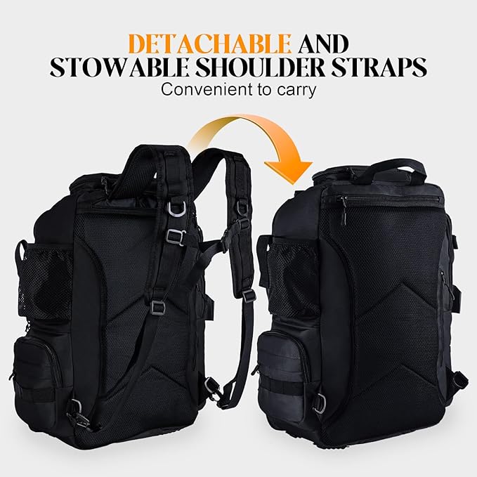 Goture 40L Fishing Tackle Backpack with Cooler and 2 3600 fishing tackle boxes, 900D Water-Resistant Tackle Backpack with Removable Bait Binder, 2 Rod Holders and Rain Cover,Black backpack