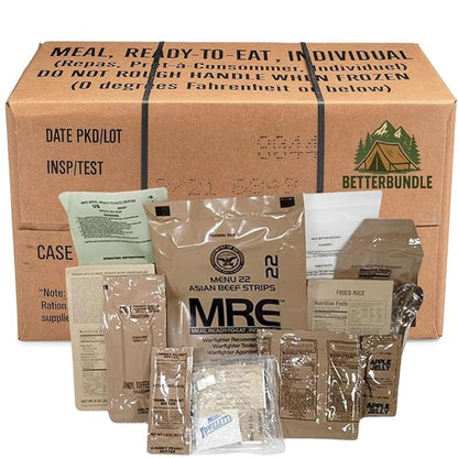 BetterBundle MRE, U.S. MRE Meals, Emergency Food Supply, Freeze Dried Survival Food Supplies w/ Flameless Heater, Ready Meals, Variety Pack of 12, A or B Case Selected at Random Inspection 2025, 2026