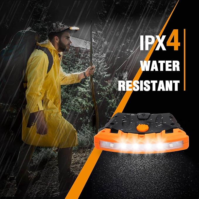 EverBrite 2-Pack Rechargeable Hat Light, Waterproof Clip on Cap Light with Memory Function, Red Light, Pivoting Head, IPX4 Water Resistant