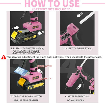 100W Cordless Hot Glue Gun for Dewalt 20V MAX Battery with 20PCS Full Size Glue Sticks, Digital Temperature Adjustable High Temp Glue Gun for Arts Crafts DIY Home Repair(Tools only)