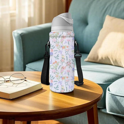RICHEN Neoprene Water Bottle Carrier Bag with Adjustable Shoulder Strap,Insulated Water Bottle Cover for Stainless Steel/Glass/Plastic Bottles