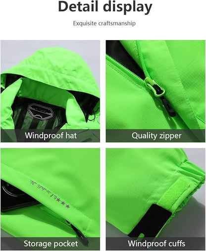 Outdoor Men's Waterproof Raincoat Windbreaker Lightweight Rain Jacket with Detachable Hood