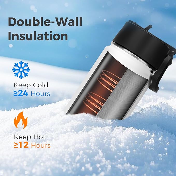 Neihepal 22 oz Insulated Water Bottles Bulk, Stainless Steel Water Bottles Bulk with Leak Proof Straw Lid, Wide Mouth Double Walled Vacuum Keeps Cold and Hot(Mix,8 Pack)